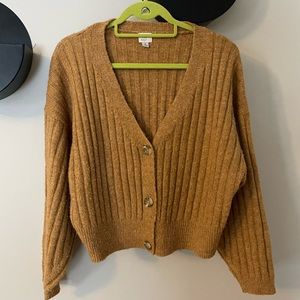 A New Day Stripe Stitched Mustard Button Up Cardigan Size Medium